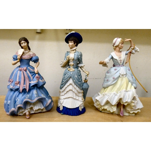 54 - Six Wedgwood and seven Coalport china figures: to include 'The Coronation Ball'  Limited Edition 522... 