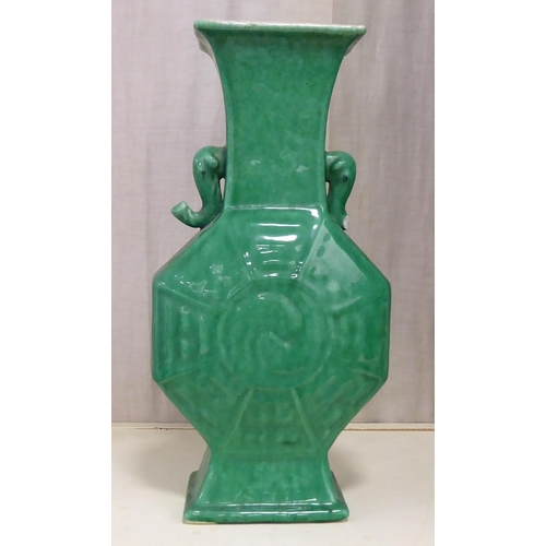 67 - An early 20thC Chinese green crackle glazed china vase  12