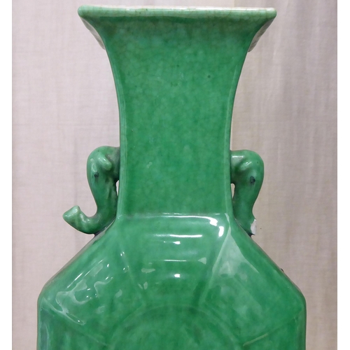 67 - An early 20thC Chinese green crackle glazed china vase  12