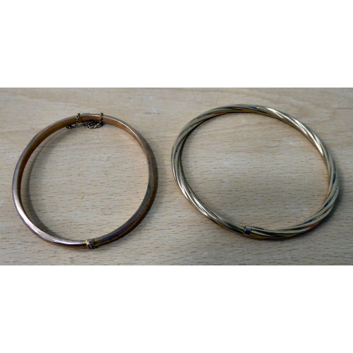 7 - Two 9ct gold hinged bangles  (gross weight 10grms)