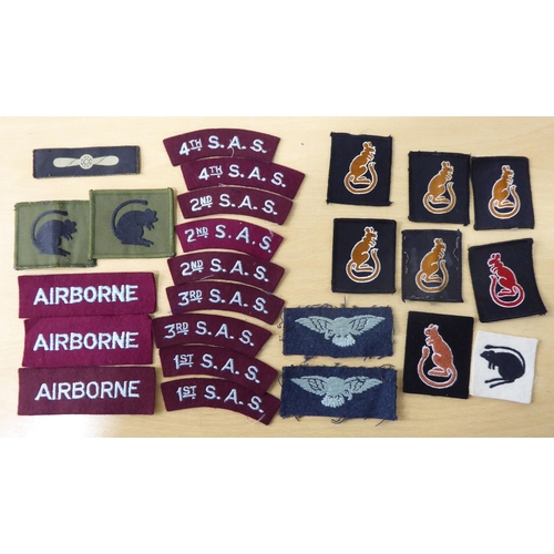 70 - British military uniform embroidered and other badges: to include No.9 Commando, 2nd SAS and Desert ... 