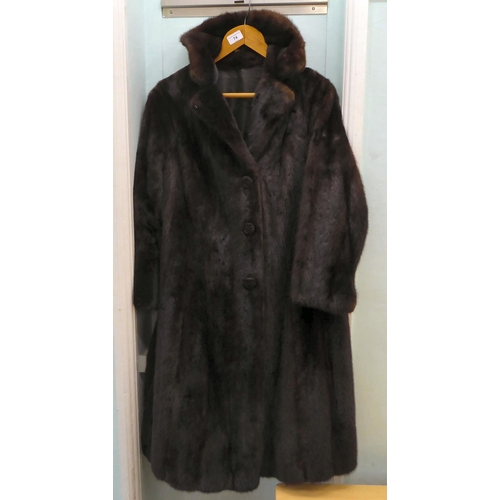 74 - A vintage three quarter length dark brown mink coat  approx. size 8/10