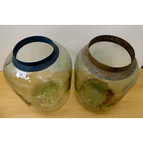 77 - Two vintage clear glass storage jars  16