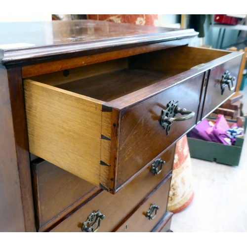 88 - An early 20thC mahogany drawer bedside chest on stand, raised on cabriole legs  32