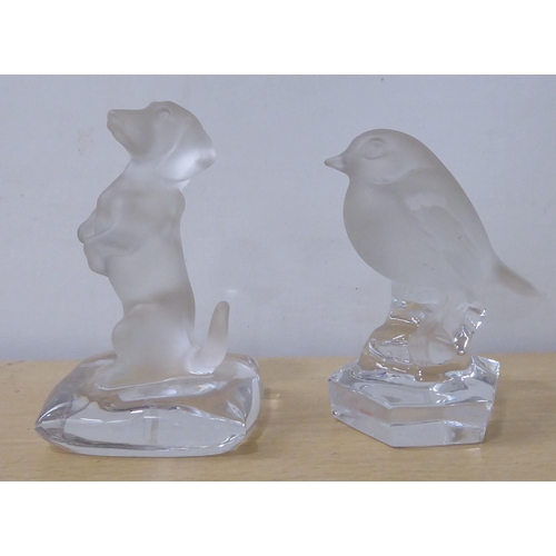 9 - Two Nachtmann part frosted glass ornaments, viz. a dachshund  2