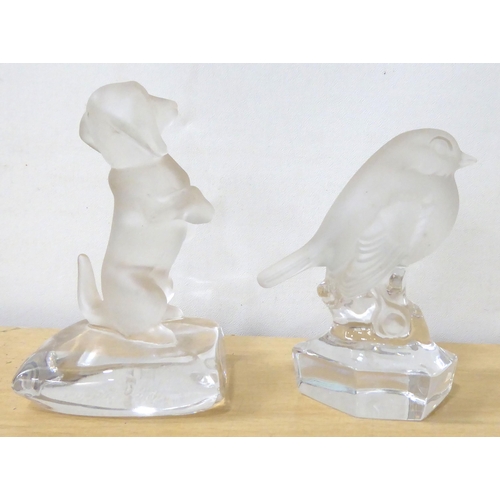 9 - Two Nachtmann part frosted glass ornaments, viz. a dachshund  2