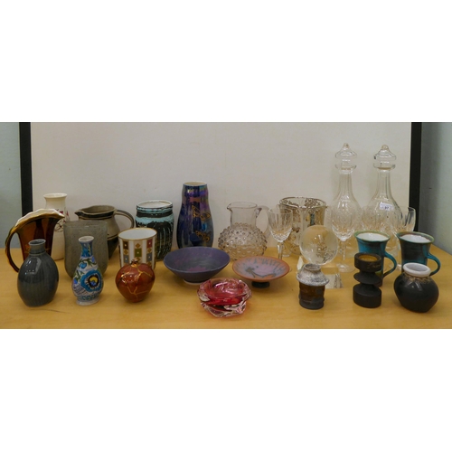 97 - Ceramics and glassware: to include studio and decorative named pottery items; and a pair of Waterfor... 