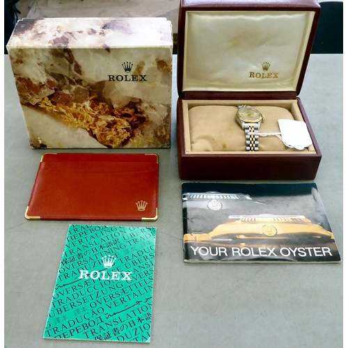 226 - A lady's Rolex Oyster Perpetual Date, bi-coloured stainless steel cased bracelet wristwatch, faced b... 