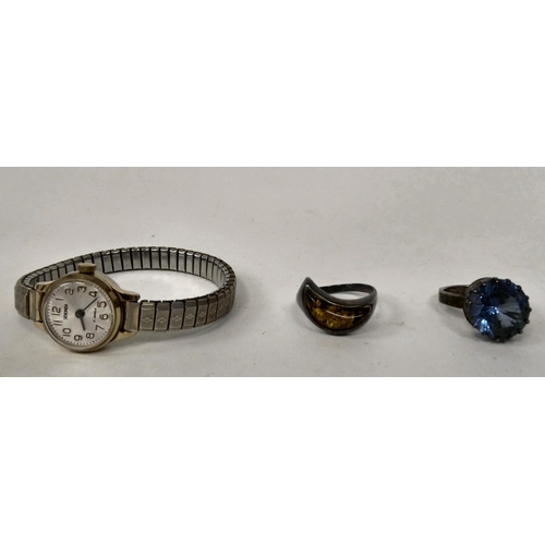 18 - Silver and white metal items of personal ornament: to include dress rings 