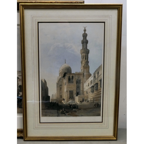 2 - Framed prints: to include two works after David Roberts - Cairo views  10