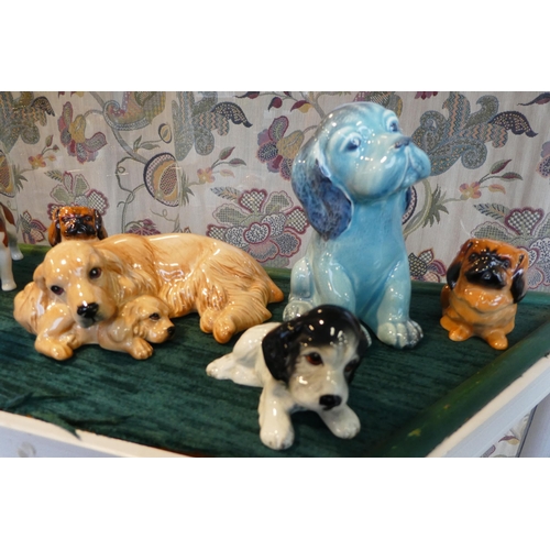 30 - Beswick, Royal Doulton and other china model animals: to include dogs and an elephant  largest ... 