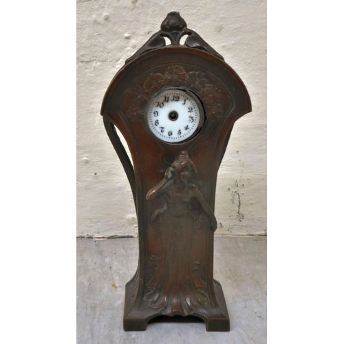 50 - A mixed lot: to include a reproduction of an Art Nouveau period, bronzed miniature timepiece case&nb... 