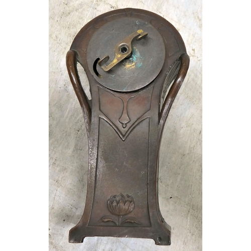 50 - A mixed lot: to include a reproduction of an Art Nouveau period, bronzed miniature timepiece case&nb... 