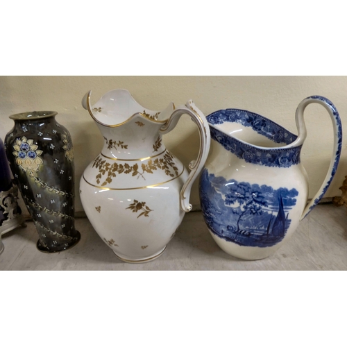 53 - Victorian and later china and glass: to include a selection of wash jugs; and clear and cranberry co... 