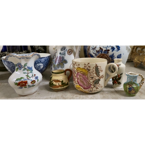 53 - Victorian and later china and glass: to include a selection of wash jugs; and clear and cranberry co... 