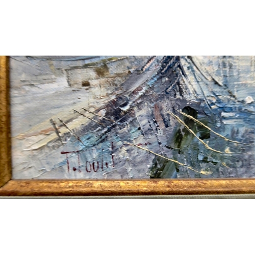 6 - Houlit - a coastal town  oil on canvas  bears a signature  7