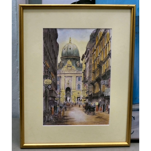 7 - Framed pictures and prints, mixed subjects: to include European scenes  2