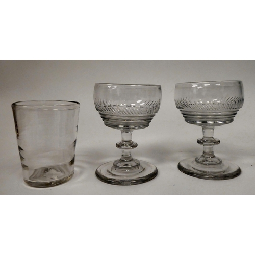 14 - 18th and 19thC drinking glasses: to include an ale flute