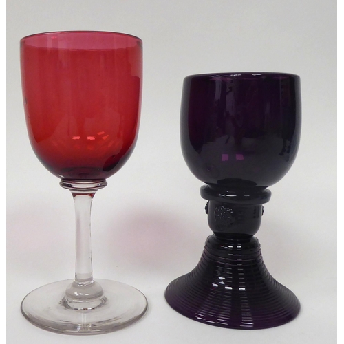 14 - 18th and 19thC drinking glasses: to include an ale flute