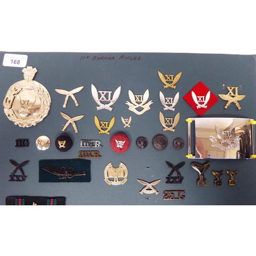 168 - British military badges and other insignia, some copies: to include 11th Gurkha Rifles(Please Note: ... 