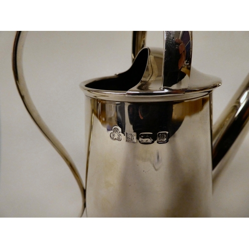 26 - A silver watering can of tapered form with an applied handle and angled spout  E&S  Bi... 