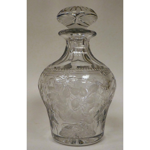 30 - Glassware: to include an early 20thC decanter and stopper with wheel engraved rose bush ornament&nbs... 