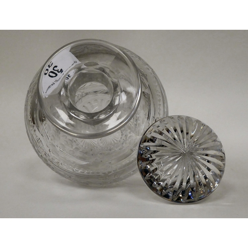 30 - Glassware: to include an early 20thC decanter and stopper with wheel engraved rose bush ornament&nbs... 