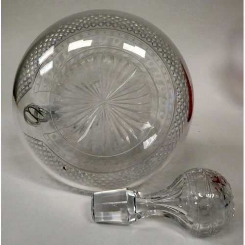 30 - Glassware: to include an early 20thC decanter and stopper with wheel engraved rose bush ornament&nbs... 