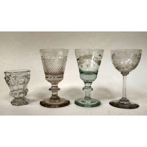 35 - 19thC glassware: to include a clear penny lick  4