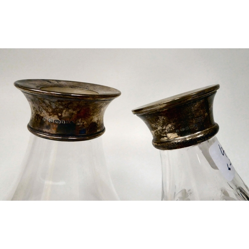 40 - Glassware: to include a ship's decanter and stopper with a triple ring neck and an applied silver co... 