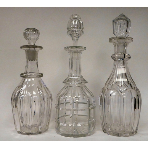 50 - Glassware: to include a late Victorian decanter and stopper with slice cut decoration  11.5