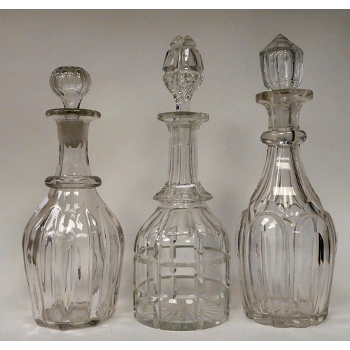 50 - Glassware: to include a late Victorian decanter and stopper with slice cut decoration  11.5