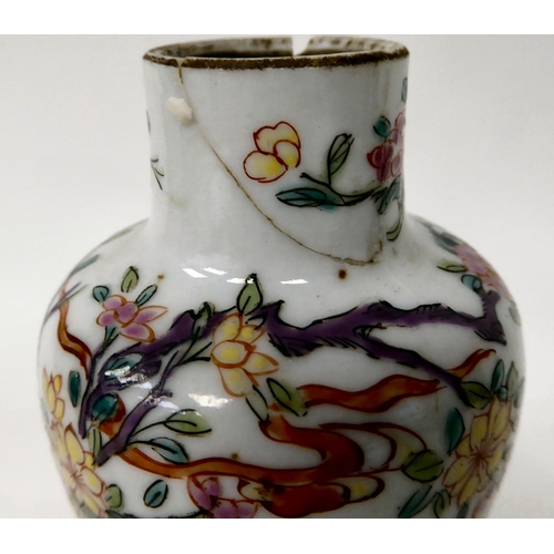 59 - A 19thC Japanese porcelain vase of waisted baluster form, decorated in colours with figures and blos... 