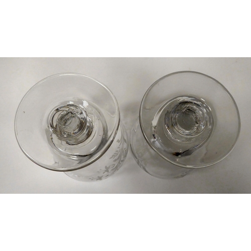 7 - A pair of early 19thC glass rummers, each with a monogrammed bowl, on a circular foot  5