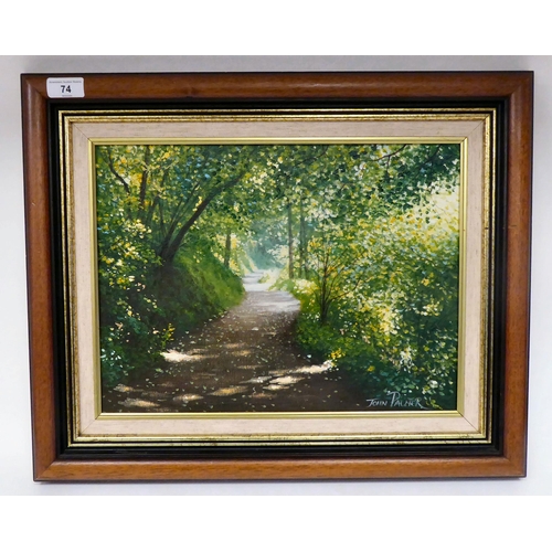 74 - John Palmer - 'A Path near Watersmeet, near Lynmouth'  oil on board  bears a signature &am... 