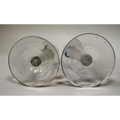 8 - Two late 18thC cordial glasses, each with a cotton air twist stem  6