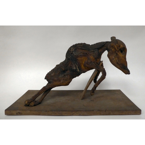 80 - An antique mummified horse foetus, mounted on a rectangular board  9.5