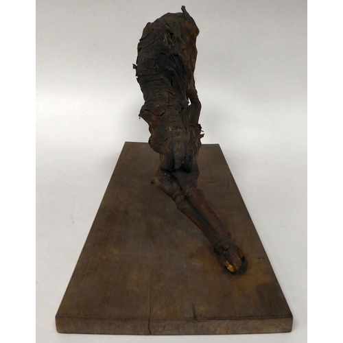 80 - An antique mummified horse foetus, mounted on a rectangular board  9.5