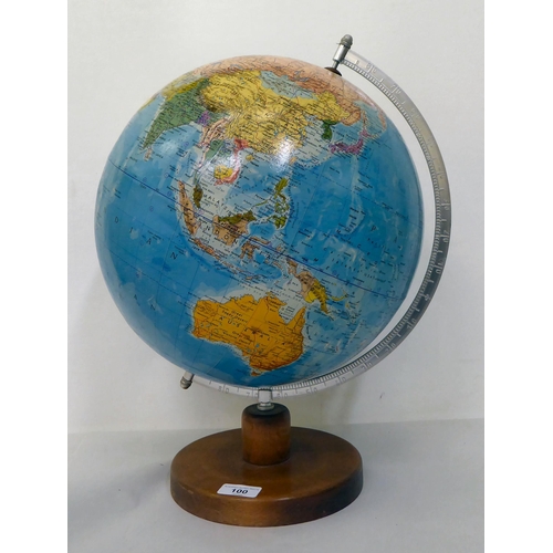 100 - A Rath 1983 terrestrial globe, on a teak plinth  18