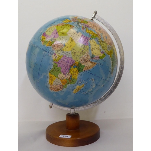 100 - A Rath 1983 terrestrial globe, on a teak plinth  18