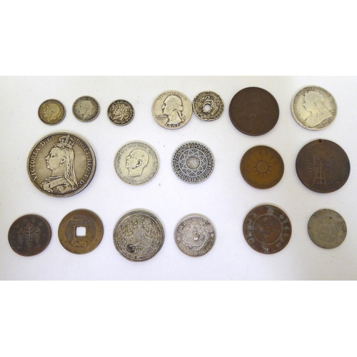 114 - Uncollated coins: to include a Victorian silver crown 1889 