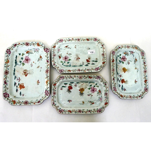 116 - Four late 18thC Chinese porcelain serving plates, decorated with birds and flora  11