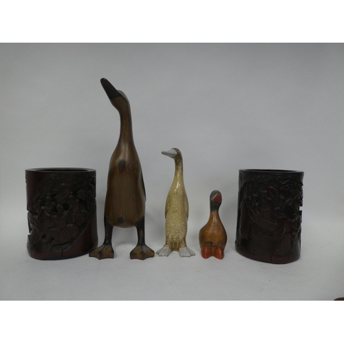 12 - Mixed collectables: to include a pair of 20thC Chinese carved fruitwood bottle coasters  6