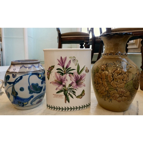 13 - Decorative ceramics: to include a pair of Coalport china lidded pot pourri vases, in Hong Kong patte... 