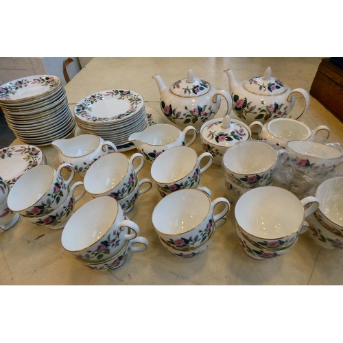 16 - Wedgwood bone china Hathaway Rose pattern teaware