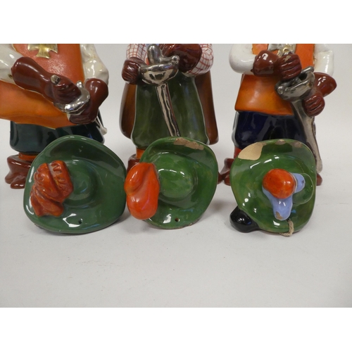 2 - Three 20thC Torino of Italy pottery decanters, fashioned as musketeers  9