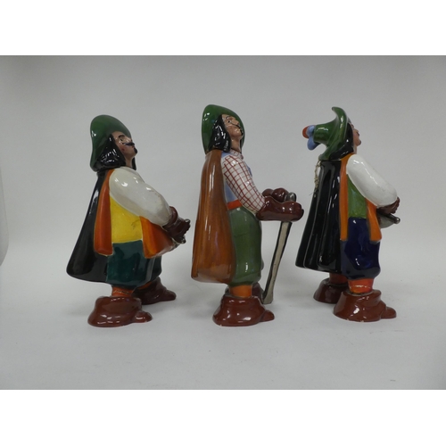 2 - Three 20thC Torino of Italy pottery decanters, fashioned as musketeers  9