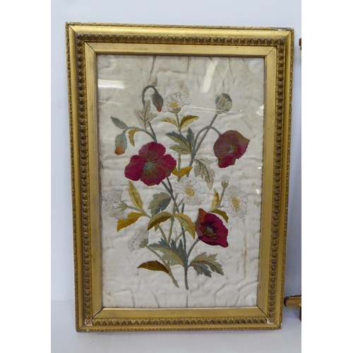 20 - Two early 20thC embroidered silk floral pictures  8