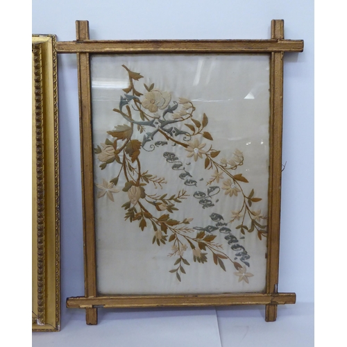 20 - Two early 20thC embroidered silk floral pictures  8