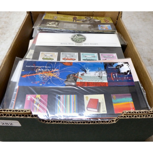 282 - Uncollated, variously themed, unused, presentation postage stamp packs